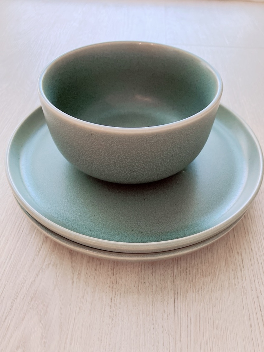 Stoneware Dining Bowl and Plate Set Sage Green